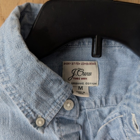 J. Crew Mens Light Blue Organic Cotton Short Sleeve Button Down Casual Shirt med - Picture 2 of 5